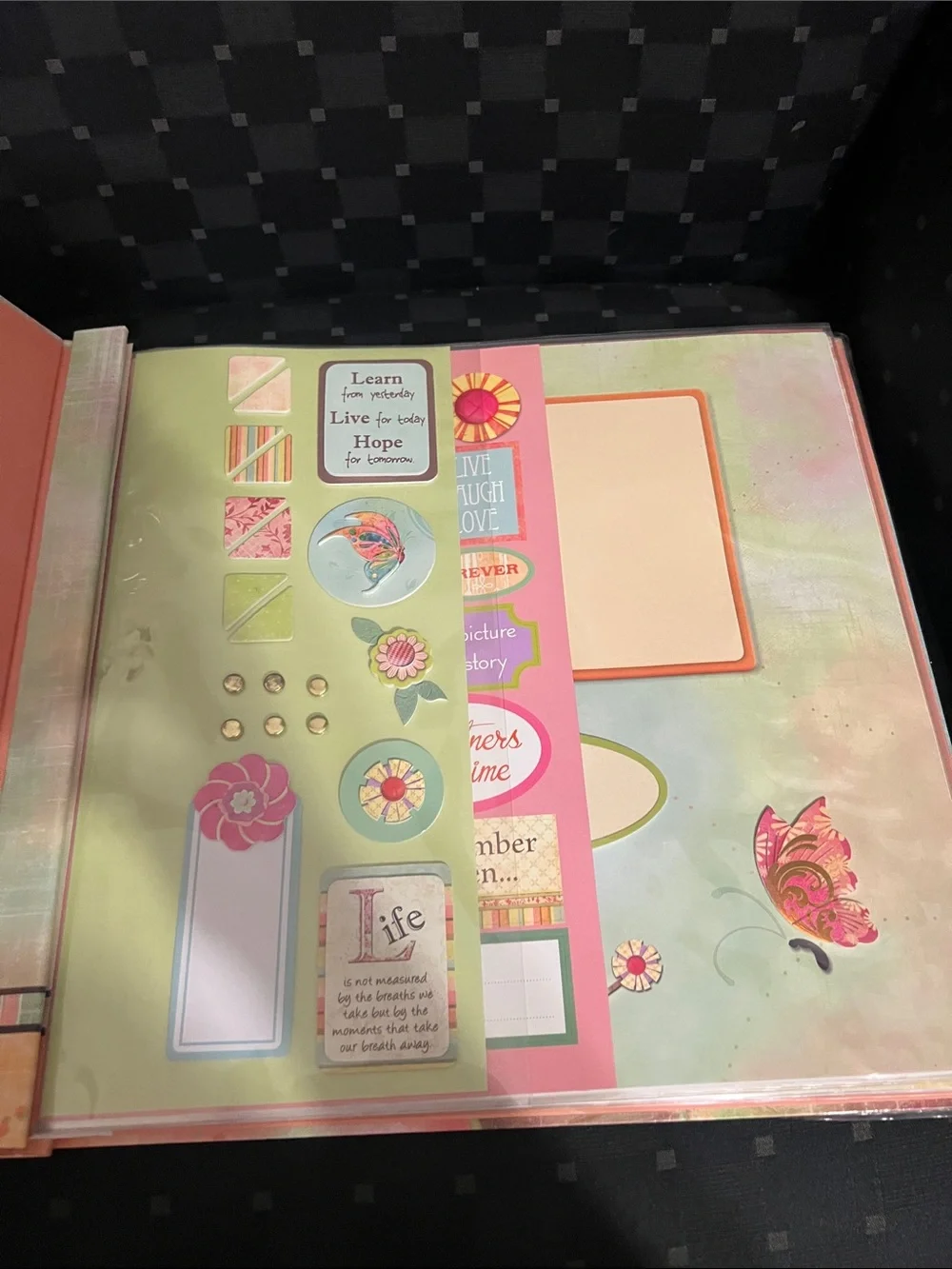 Scrapbook Decorative 12x12 Album Pages - Coral & Teal
